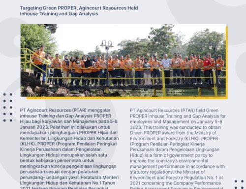 Targetkan PROPER Hijau, Agincourt Resources Gelar Inhouse Training dan Gap Analysis